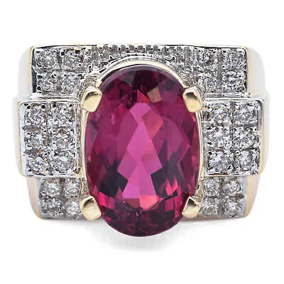 Laura Ramsey 14K Yellow Gold 5.91Ct Rubellite Tourmaline 0.56TCW Diamond Ring • $2795