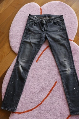 £65.42 • Buy R13 Denim Destroyed Jeans Gray Black Low Rise Stretch Skinny Size 28