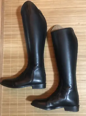 HKM Riding Boots Soft Leather SPAIN Cords Zipper Black 40 H47 W38 €170 • £92.43