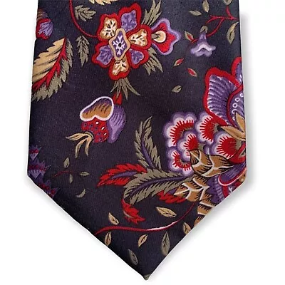 Ketch Vintage Mens Navy Blue Floral Paisley 100% Polyester Neck Tie • $15