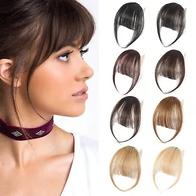 Thin Neat Air Bangs 100% Human Hair Extensions Clip In On Fringe Front Hairpiece • $7.67