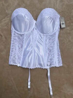 $19.99 • Buy Va Bien WHITE Lacy Strapless Underwire Bustier                      Size US 38 D