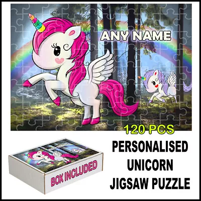 Personalised Unicorn Jigsaw Puzzle-Best Gift For Every Girl Add Any Name • £11.99