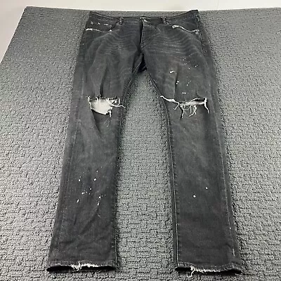 Purple Brand Jeans Mens 38x34 Black P001 Slim Fit Low Rise Distressed Denim • $99.99