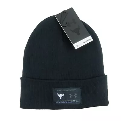 Under Armour Project Rock Cuff Beanie Mens One Size Fit Black Patch Logo NEW  • $26.69