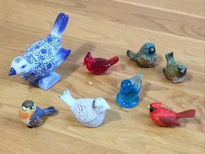Vintage BIRD FIGURINES Lot Porcelain Resin Ceramic Art Glass Cast Iron Cardinals • $18.99