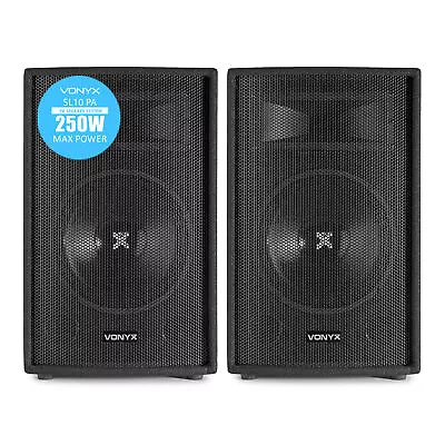 Pair Of Passive PA Speakers 2-Way Bedroom DJ House Party 500W 10  Skytec SL10 • £165