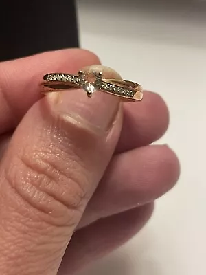 $80 • Buy Promise Ring- New In Box- Morganite Center Stone With Diamond Chips