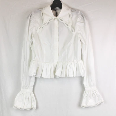 $114.92 • Buy Paco Rabanne Lace Peter Pan Collar Flare Cuff Peplum Blouse - Size 36 (US4)
