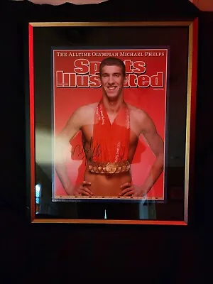 *Autographed* Michael Phelps Sports Illustrated 18x23 Poster W/COA *Framed* • $344.23