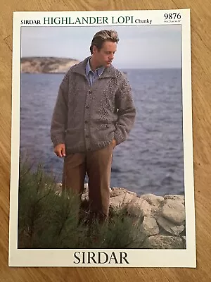 Sirdar Knitting Pattern 9876 Man’s Cabled Jacket Highlander Lopi Chunky 36-50” • £1.99