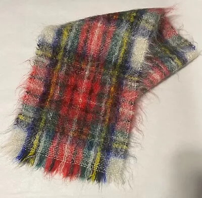 Rannoch Designs Vintage MOHAIR/ WOOL SCARF MADE IN United Kingdom- Red Plaid • $19.99