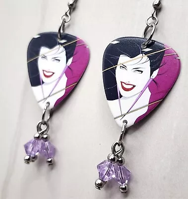 Duran Duran Rio Guitar Pick Earrings With Violet Swarovski Crystal Dangles • $8