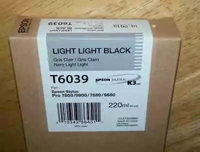 08-2023 GENUINE EPSON T6037 LIGHT BLACK 220ml INK STYLUS PRO 7800 9800 7880 9880 • $92.99
