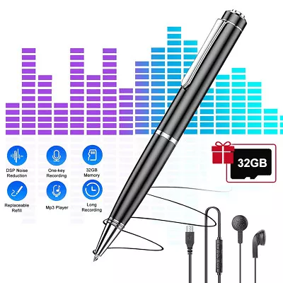 32GB Mini Voice Recorder Pen Digital Activated USB Rechargeable Audio MP3 Player • $19.99