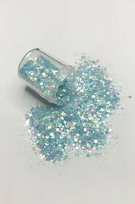 Chunky Glitter Blue Opal Mix Nails Resin Art Craft Slime Tumbler • $3.50