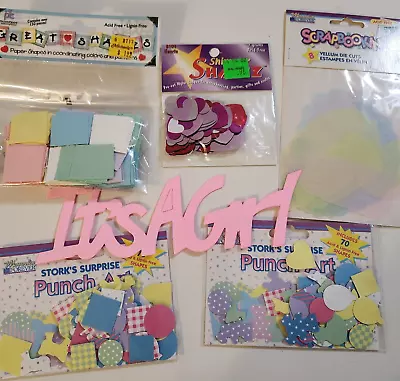 NEW Lot BABY Die Cuts Pastel Paper Vellum Squares Hearts Shapes Its A Girl -G • $7.99