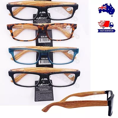 4 Pairs Mens Womens Australian Standard Reading Glasses Fashion Bamboo Leg Look • $19.95