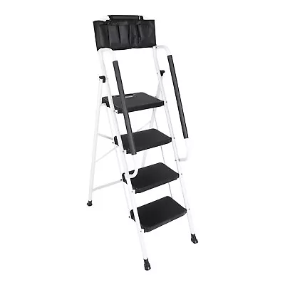4 Step Ladder With Handrails & Attachable Tool Bag 330 Lbs For Home Office • $72.99