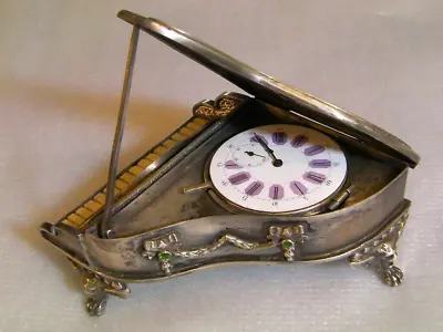 Russian Imperial Karl Faberge Silver 84 Double Headed Eagle Piano Desk Clock • $245000