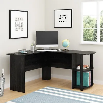 Dominic L Desk With Bookshelves Black Oak • $74.99