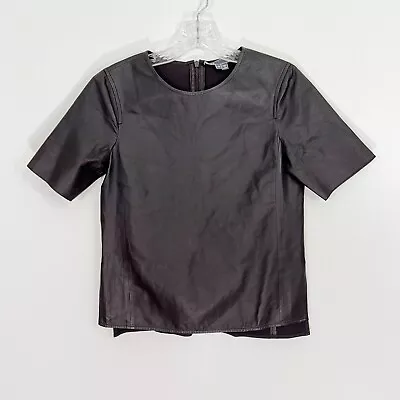 Vince Lamb Leather Short Sleeve Top Size XS • $72