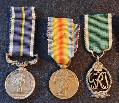 Miniature C20th Lifesaving RHS Silver & WW1 Victory Medals & RNR Decoration - RD • $61.66