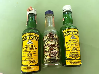 3 Vintage Scotch Whiskey Airplane 1/10pt 2 Cutty Sark 1 Chivas Empty Bottle • $15.90