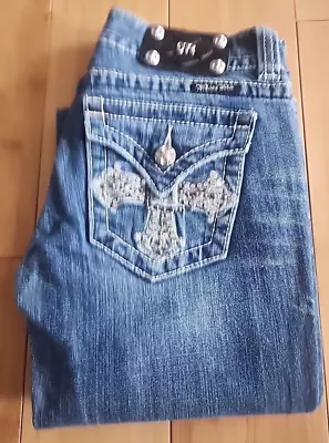 Miss Me JP5046-4 Size 26X27 Boot Cut Blue Jeans Rhinestone Embellished Pockets • $19.99