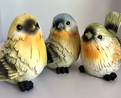 Set Of 3 Vintage Hand Painted Resin Birds Collectible Figurines Bluebird Wren • $17.99