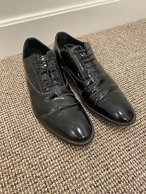 Marks & Spencer Satorial Mens Smart Black Patent Leather Shoes 9.5 Excellent • £0.99