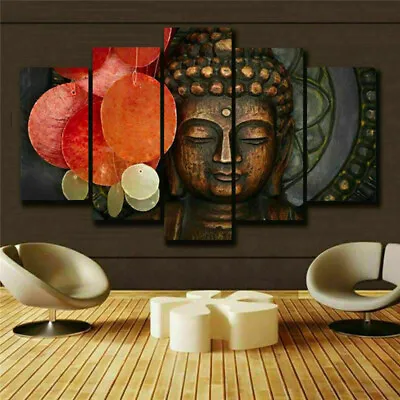 Zen Buddha Meditation Statue Poster 5 Panel Canvas Print Wall Art Home Decor • $171.96