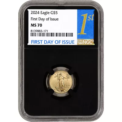 2024 American Gold Eagle 1/10 Oz $5 - NGC MS70 First Day Issue 1st Label Black • $349.78