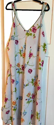 Vtg Floral 2XL Soft Stretch Maxi Slip Top Nylon Nightgown Negligee Gown Silkwear • $17.41