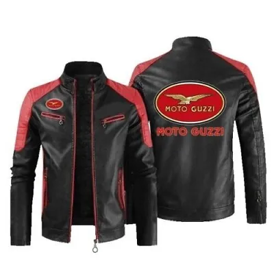 Moto Guzzi Racing Motorbike Leather Jacket In Cow Hide/5 Ce Approved Protectors • $167.72