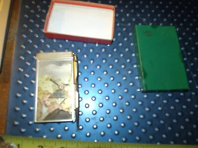 Vtg  Brass Metal Note Pad Holder - Pocket Size 3 1/2 X 2 Japan Scene • $12.09