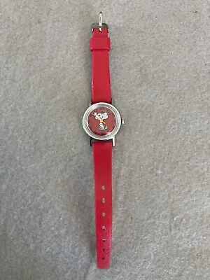 Vintage Snoopy Peanuts Wrist Watch Ladies Red Face Timex Band 1958 Wind Up Runs • $171.27