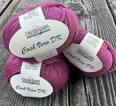 Cascade Yarns  Cash Vero DK  - Magenta Color - Merino/Cashmere - So Soft! • $8.50