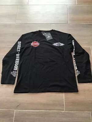 Harley-Davidson Embroidered Long Sleeved   T.shirt Size Large Free Post • $69.95