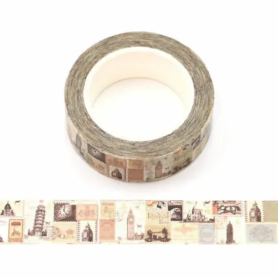 $5.50 • Buy Washi Tape Vintage Stamps Architecture Paris London Italy Iconic Buildings