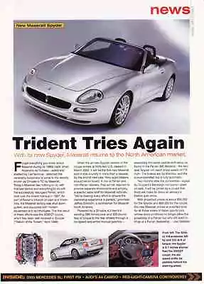 2002 Maserati Spyder 390-hp ~ Nice Article / Ad • $11.95