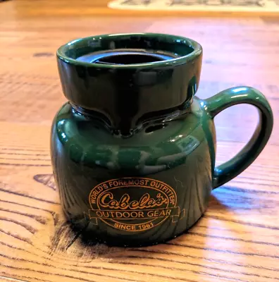 Cabelas Wide Bottom Non Slip Hunter Green Ceramic Coffee Mug & Lid 16oz • $19.99