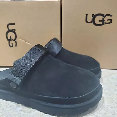 New Womens Size 7.5 Black Ugg Goldenstar Clog Suede Platform Mules 1138252 • $101.96