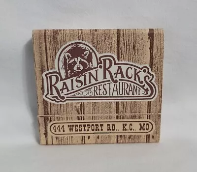 Vintage Raisin Rack's Restaurant Raccoon Matchbook Kansas City MO Advertising • $12.99