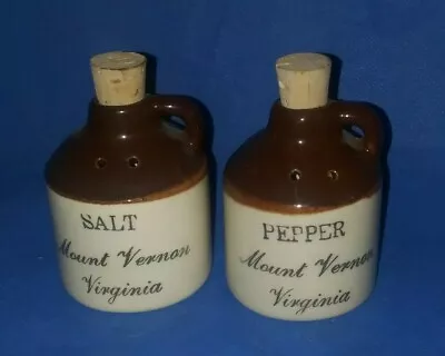 Vintage Mount Vernon Virginia Moonshine Jugs Ceramic Salt & Pepper Shakers • $12.99