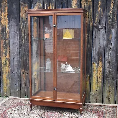 Antique Mahogany Haberdashery Shop Display Glass Floor Cabinet Kitchen Pantry • £1395