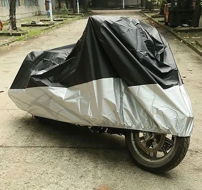 Black Silver Rain Waterproof Motorcycle Cover Small Scooter Cover Medium Size • $15.99
