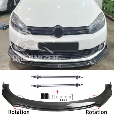 For VW Golf R-Line MK6 MK7 Carbon Front Bumper Lip Spoiler Splitter + Strut Rod • $109.04