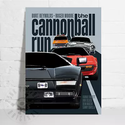 The Cannonball Run - Burt Reynolds Lamborghini Countach/Ferrari/Aston DB5 Poster • £9.99