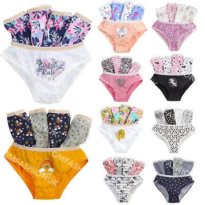 5 Pairs Girls Briefs Knickers Pants Underwear 100% Cotton Age 7-8-9-10-11-12-13 • £4.99